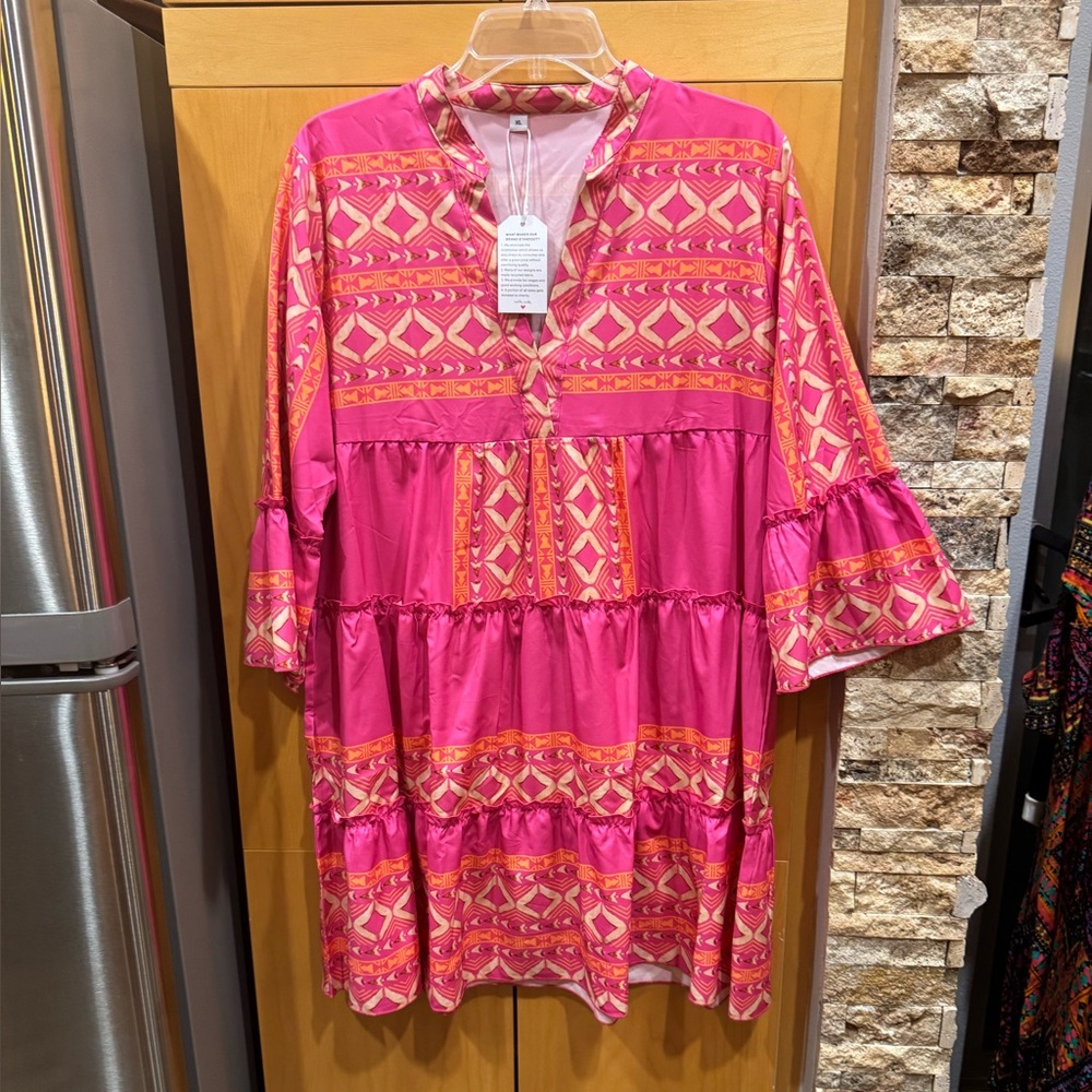 Pink and Orange Boho Dress
